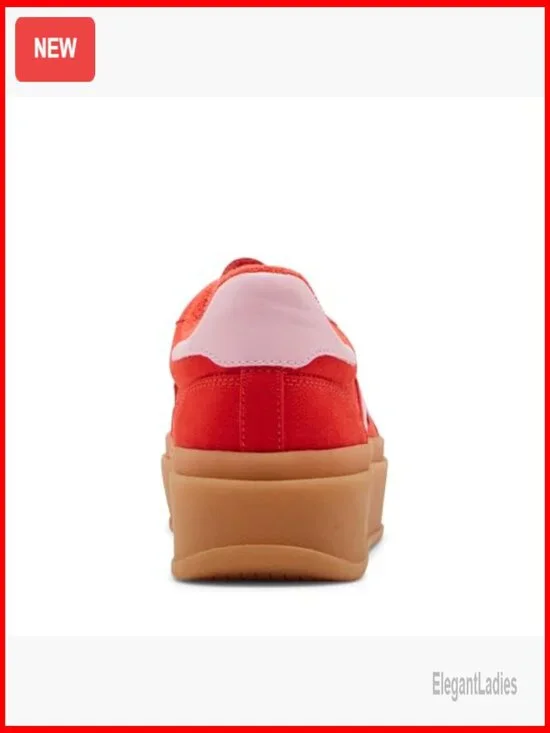 Women's Platform Sneakers with 2.5 Inch Heel, Fabric Upper, Lace-Up Closure - Picture 3 of 7